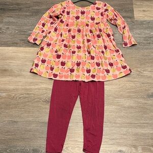 Magnetic Me Pink and Gold Apple Dress with Leggings